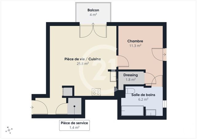 Appartement F2 à vendre - 2 pièces - 46.25 m2 - BAGNEUX - 92 - ILE-DE-FRANCE - Century 21 Far Etoiles